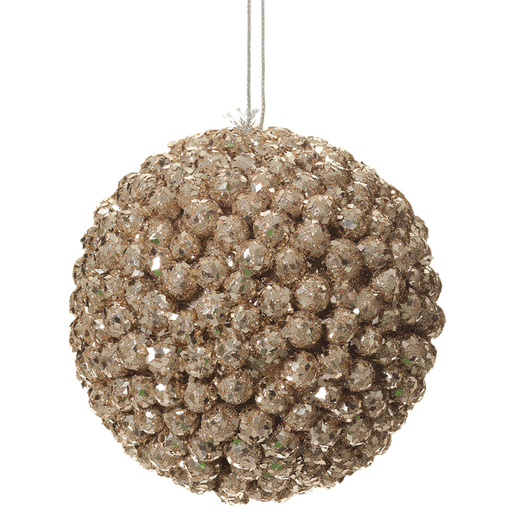 [171939-TT] Glitter Ball Ornament Gold 5in