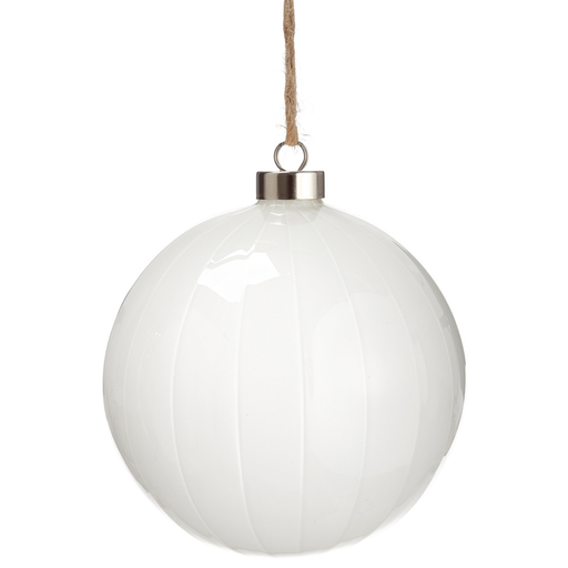 [171944-TT] White Glass Ball Ornament 5in