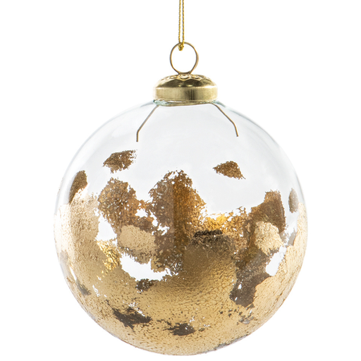 [171947-TT] Gold Leaf Glass Ball Ornament 4in