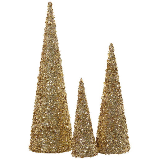 [171954-TT] Sequined Cone Tree Gold Lg