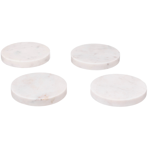 [173529-TT] Marble Coaster White 4pc