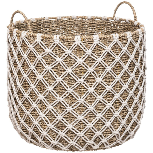 [173799-TT] Palm Macrame Basket 16in