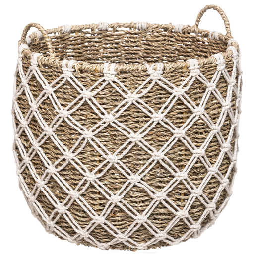 [173801-TT] Palm Macrame Basket 12in