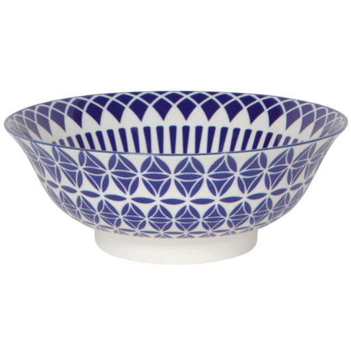 [144214-TT] Geo Stamped Bowl Blue 8in