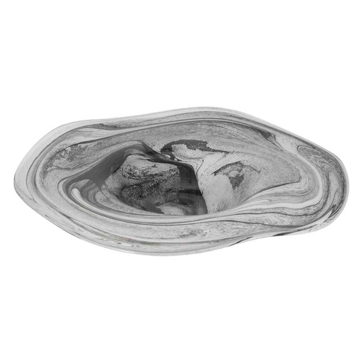 [174218-TT] Katrina Grey Swirl Glass Charger Plate 21in