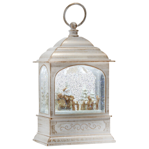 [174352-TT] Whimsical Santa and Reindeer Animated Water Lantern 8.75in