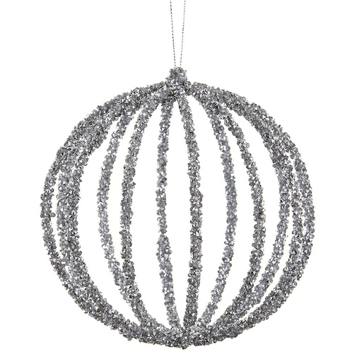 [174370-TT] Glittered Filigree Ball Ornament 6in