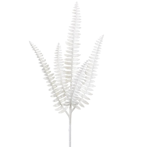 [174371-TT] Glittered Fern Spray White 25in
