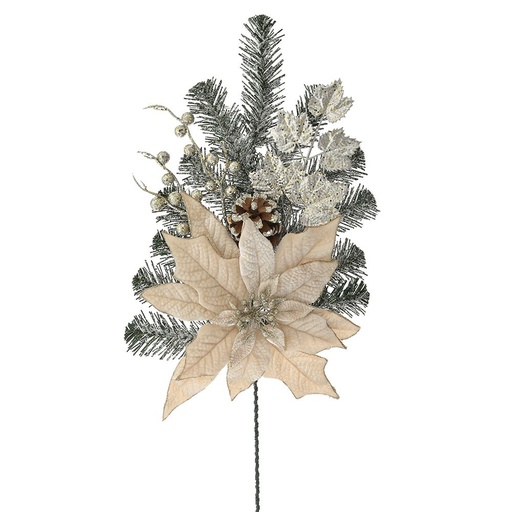 [174417-TT] Poinsettia Branch Champagne 24in