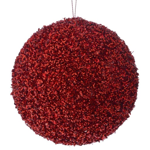 [174420-TT] Christmas Red Glitter Bauble 4in