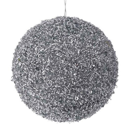 [174421-TT] Christmas Silver Glitter Bauble 4in