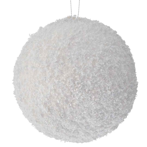 [174422-TT] Christmas white Glitter Bauble 4in