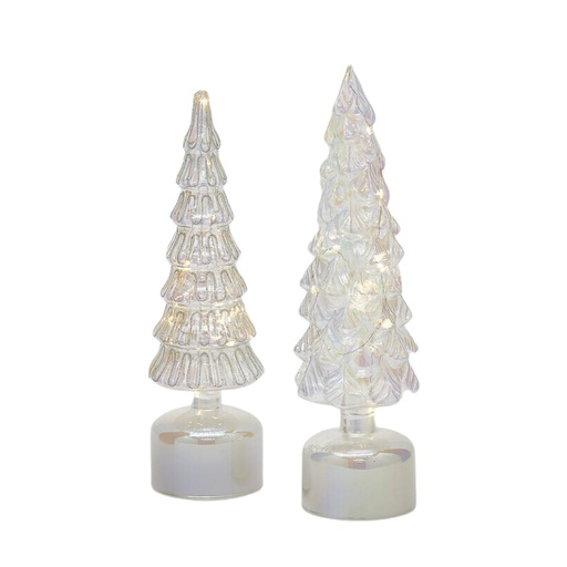 [174473-TT] Twisted Glass Tree with Led Light 14in