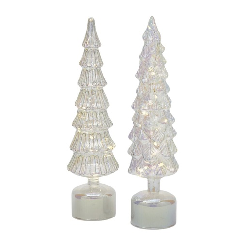 [174474-TT] Twisted Glass Tree with Led Light 16in
