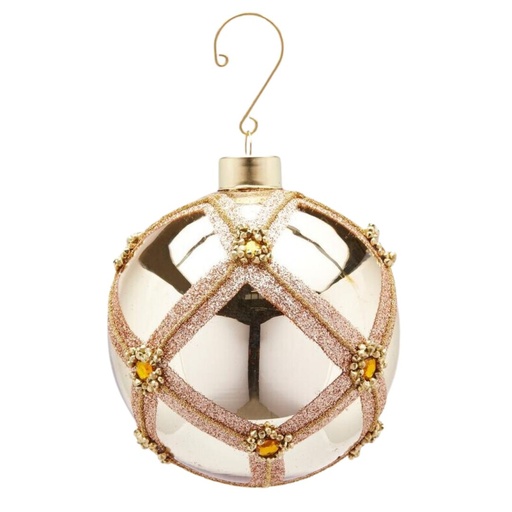 [174490-TT] Embellished Gold Ornament 4in