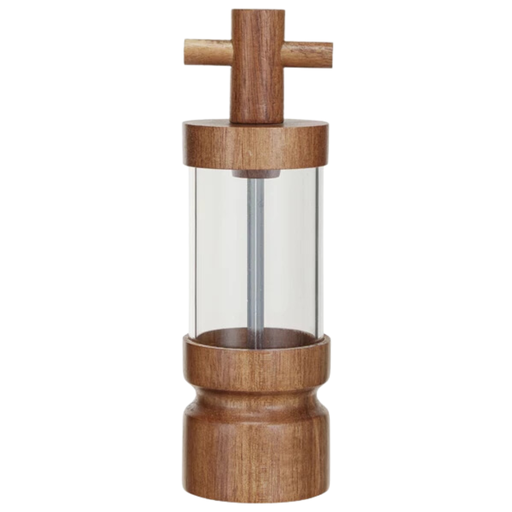 [174683-TT] Acacia Wood & Acrylic Salt & Pepper Mill 7in