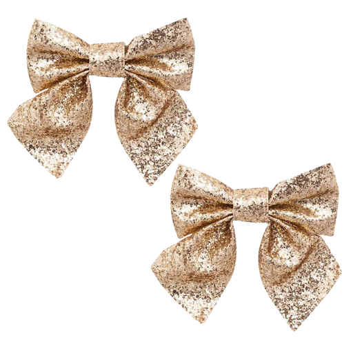 [174802-TT] Gold Bow Ornament 5in 2pc