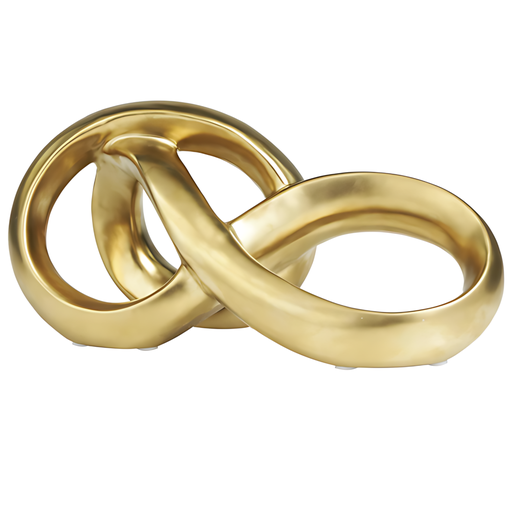 [176910-TT] Abstract Infinity Loop Sculpture Gold 11in