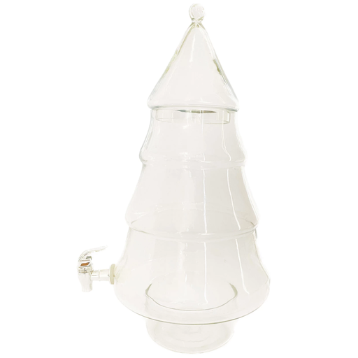 [176996-TT] Recycled Glass Tree Shaped Beverage Dispenser 8QT