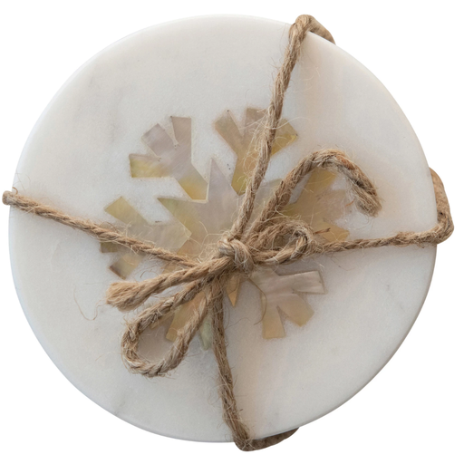 [177002-TT] Marble Coasters with Snowflake Inlay 4pc