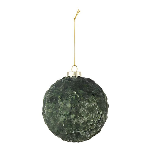 [177319-TT] Sequin Ornament Dark Green 4in