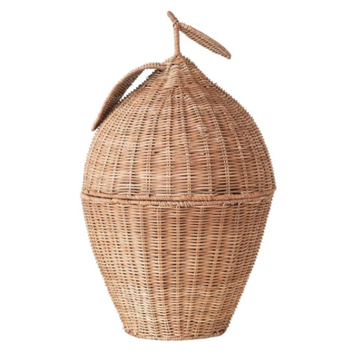 [177838-TT] Rattan Lemon Shaped Basket 10in