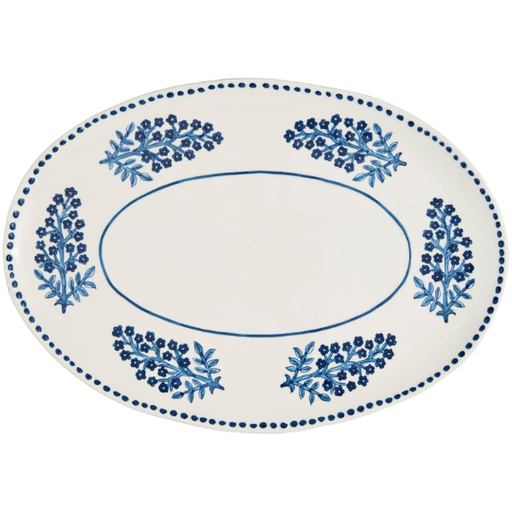 [178381-TT] Blue Floral Serving Platter 17x11.8in