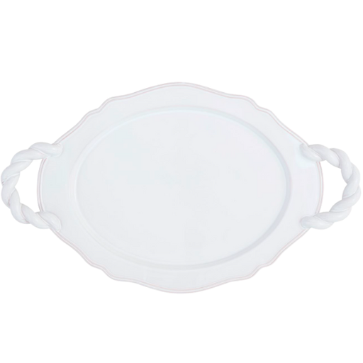 [178393-TT] Glazed Terracotta Twisted Handle Oval Platter 
