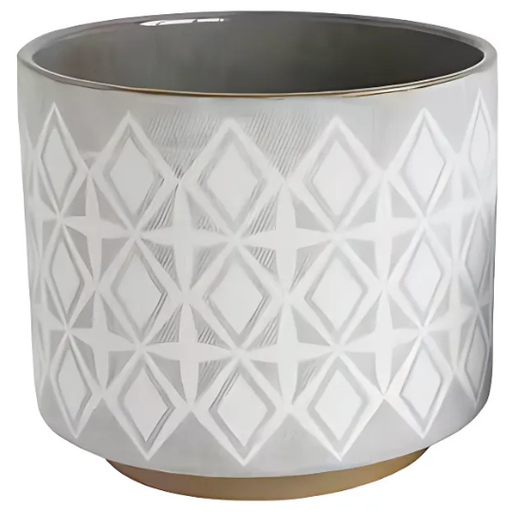 [178543-TT] Patterned Stoneware Planters Grey White 5in