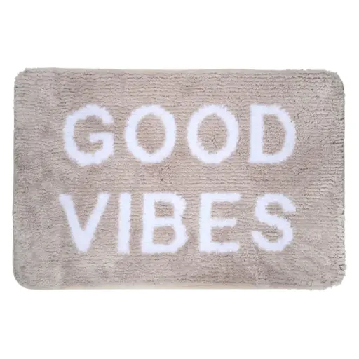 [180016-TT] Good Vibes Bath Mat Taupe