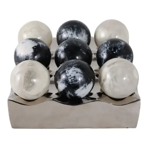 [180128-TT] Goshen Tic Tac Toe Game Ivory Black
