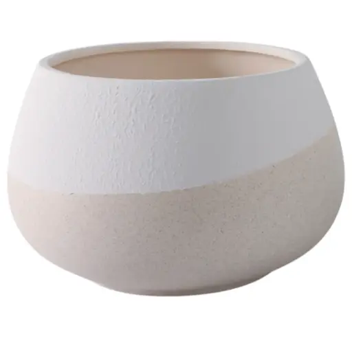[180163-TT] Half-Dipped Planter White Natural 12in