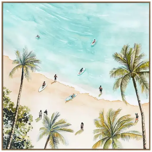 [180551-TT] Beach Day Framed Canvas 48x48in