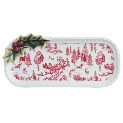 [180938-TT] Toile Everything Plate Holly Red 4x9in