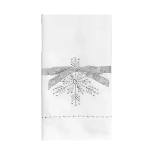 [181036-TT] Snowflake Embroidered Napkin Silver