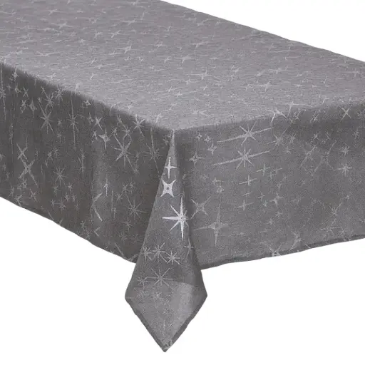 [181367-TT] Star Canvas Tablecloth Gray 55x94in