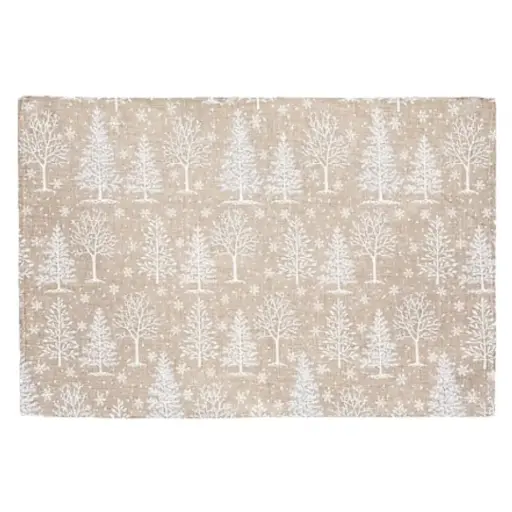 [181375-TT] Christmas Tree Placemat Gold and White 18x12in