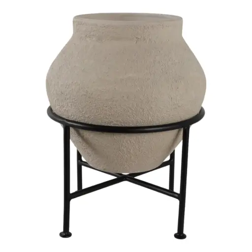 [182205-TT] Terracotta Pot With Metal Stand 17x13in