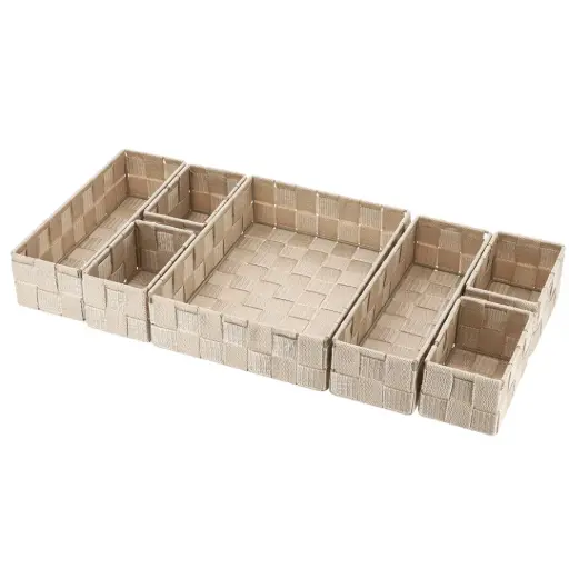[182354-TT] Braided Drawer Organizer Beige 7pc