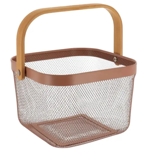 [182373-TT] Metal Mesh Basket Caramel 10in
