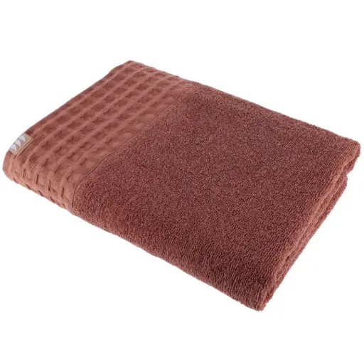 [182421-TT] Waffle Border Bath Sheet Terracotta 28x51in