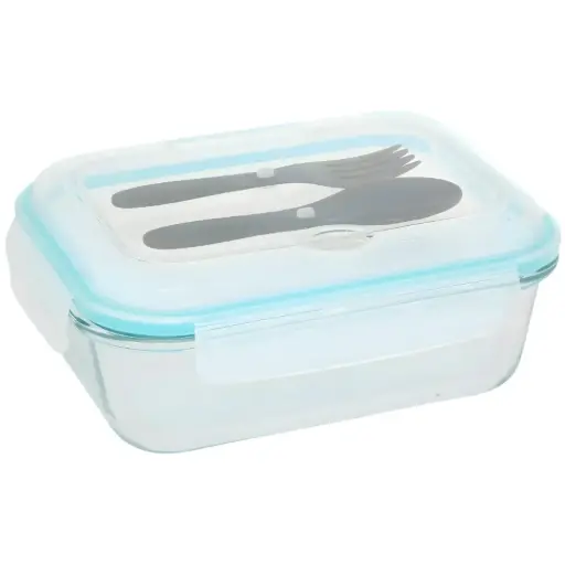 [182529-TT] Clipeat Glass Lunch Box with Utensils