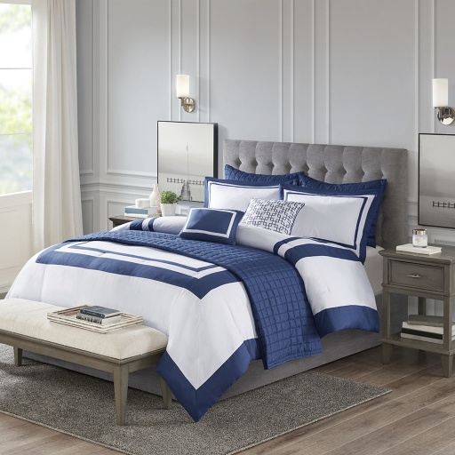 [157584-TT] Heritage Queen Comforter Set Navy