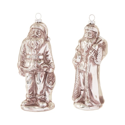 [150007-TT] Silver Santa Ornament 6.5in