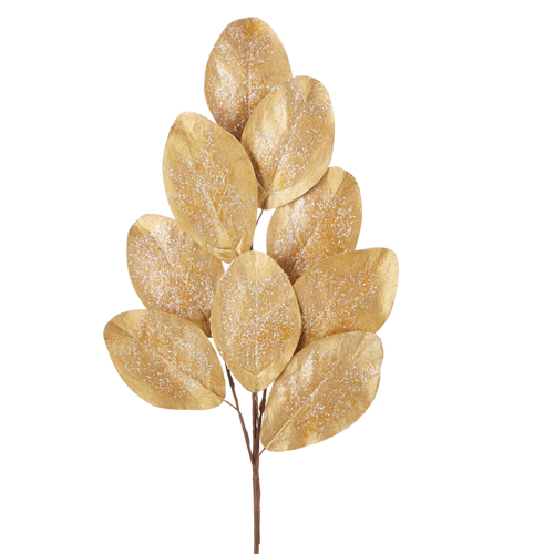 [160327-TT] Gilded Magnolia Leaf Spray 33-Inch