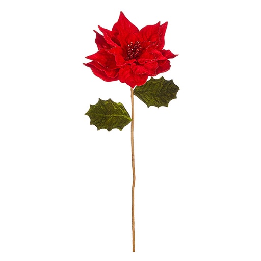 [167408-TT] Red Poinsettia Stem 23in