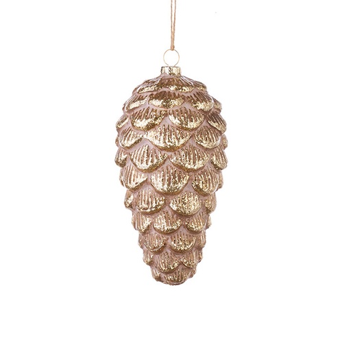 [167436-TT] Gold Pinecone Ornament 6.5in