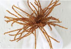 [165416-TT] Beaded Tassel Napkin Ring Copper