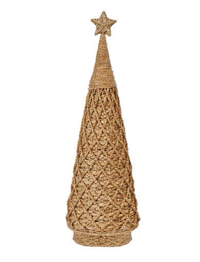 [165537-TT] Hand-Woven Bankuan Criss-Cross Cone Tree 36in