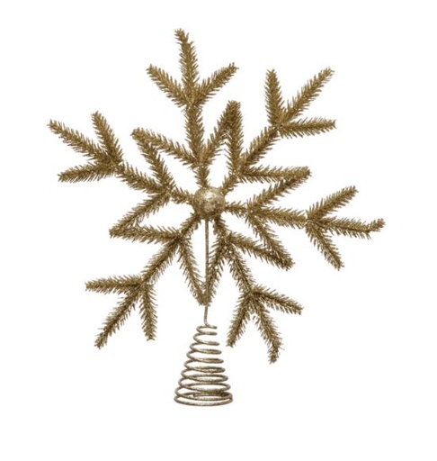 [165563-TT] Tree Topper with Glitter Champagne 15in
